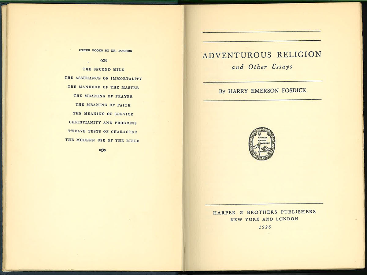 title page of "Adventurous Religion"