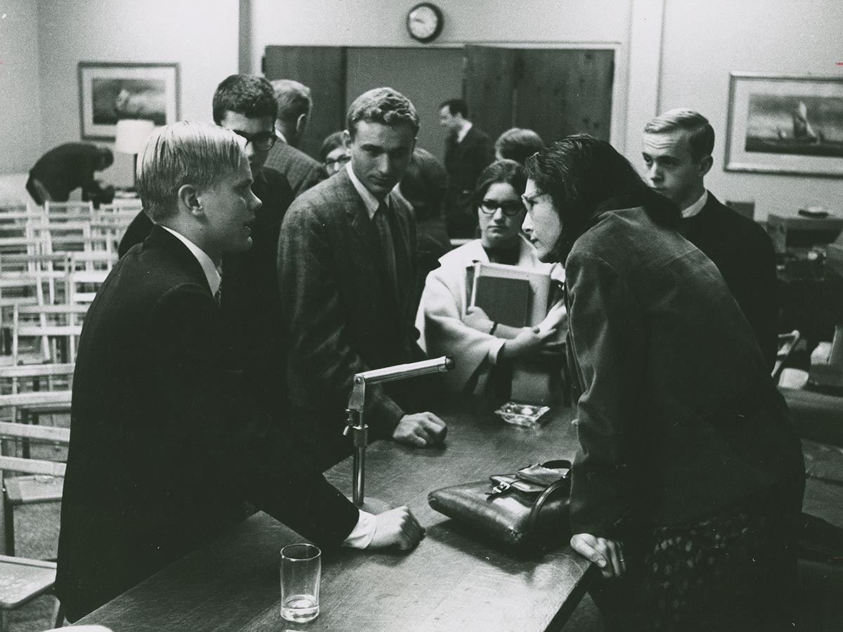 Poet Denise Levertov with students at the Festival of the Creative Arts, Oct 1964