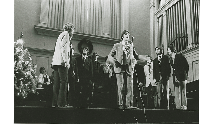 Archive photo of singing group onstage at Christmas concert