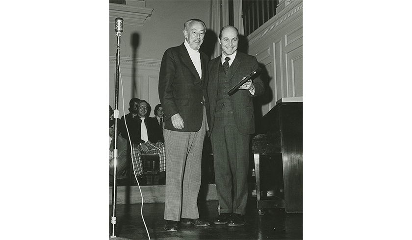 Johnny Marks with Colgate President Thomas Bartlett