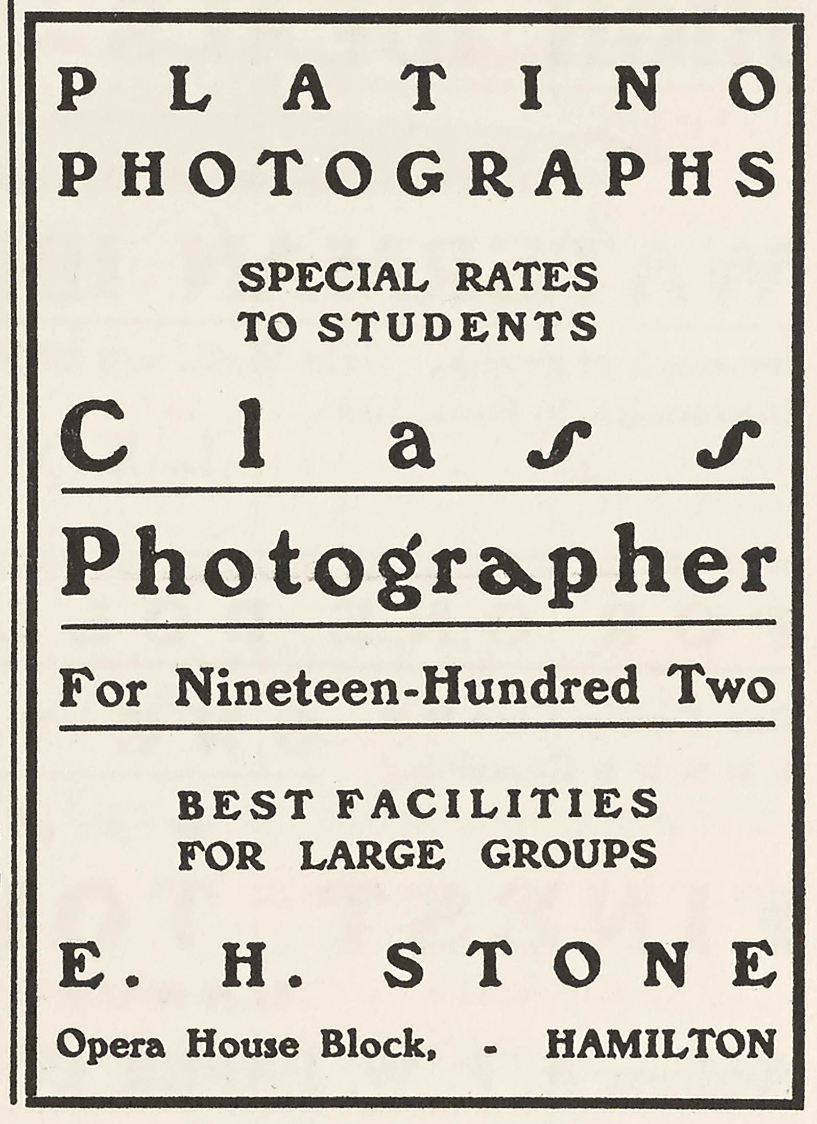 Advertisement in 1902 Salmagundi yearbook