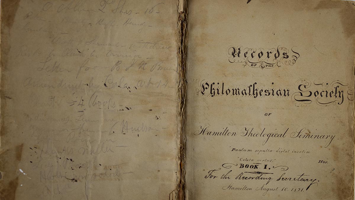 Title page of records of the Philomathesian Society