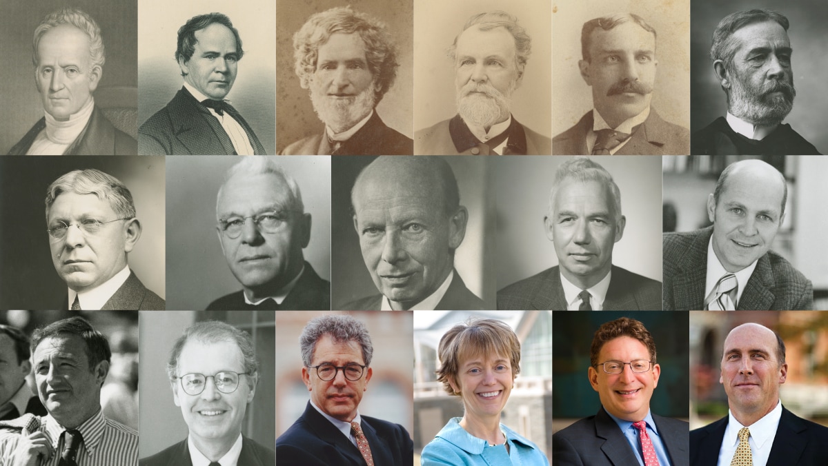 A collage of Colgate University Presidential portraits